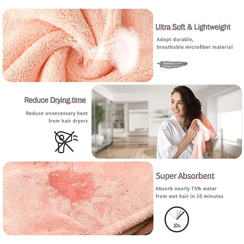 (Pack of 2) MICROFIBER HAIR DRYING CAP TOWEL