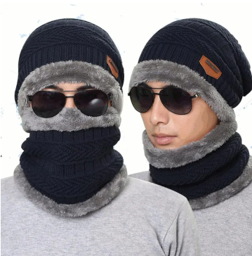 Unisex 2 Pcs Winter Warm Cap & Neck