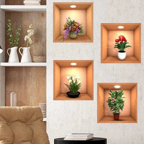Removable 3D Wall Decor Stickers (Set of 4)