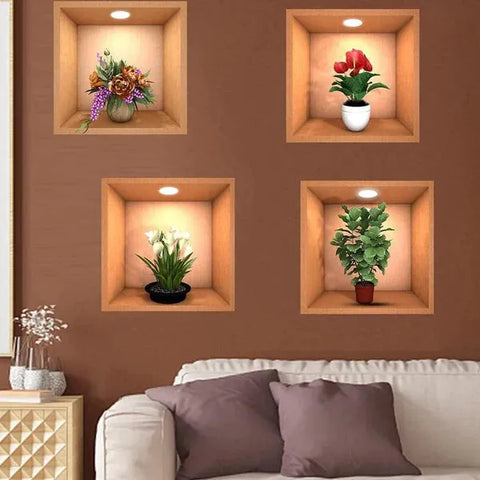 Removable 3D Wall Decor Stickers (Set of 4)